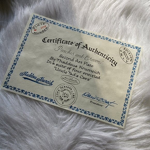 Vintage collector plate Taddeus Krumeich Uncle Tad's cats peaches and cream - Picture 15 of 16